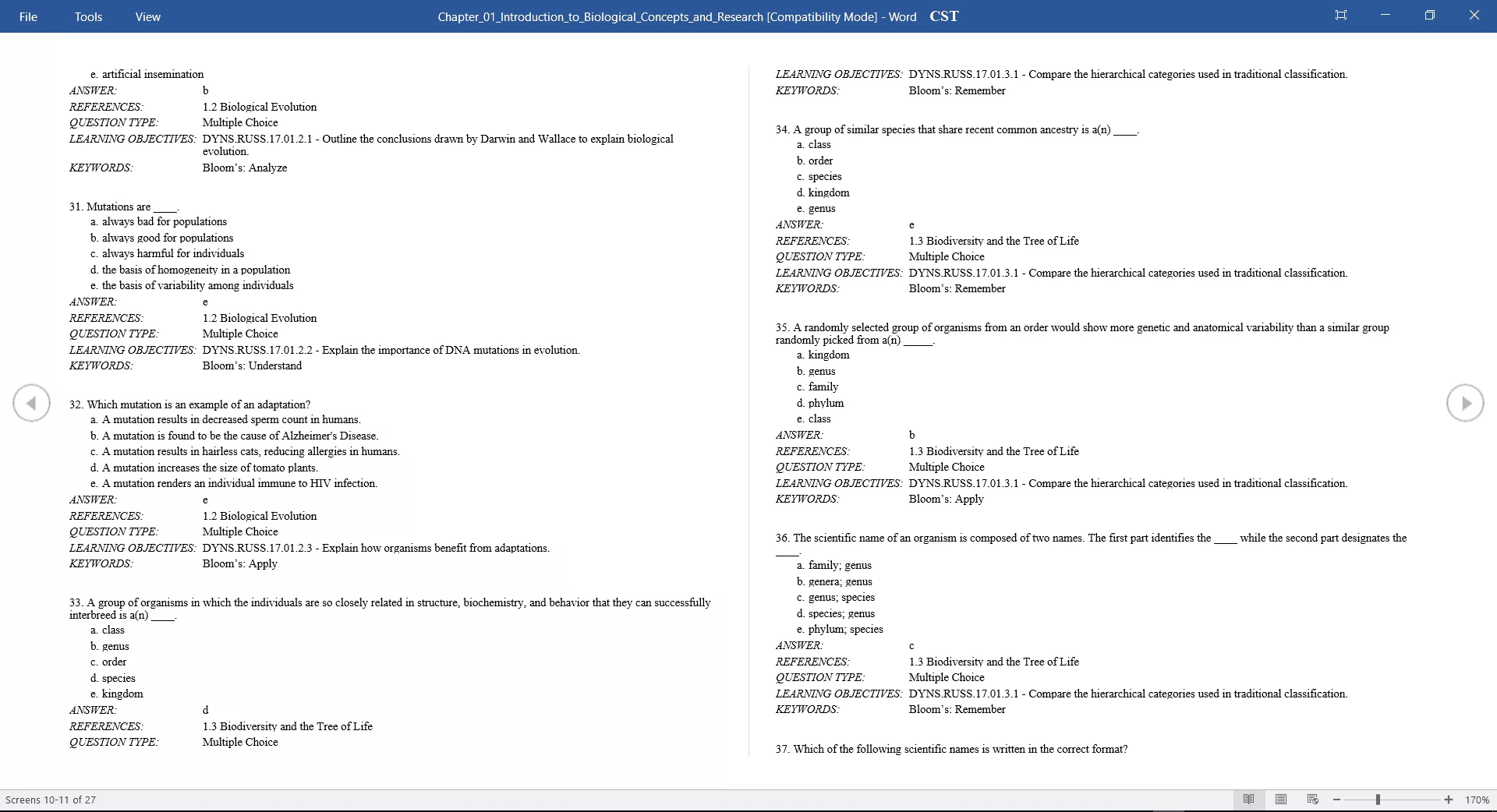 biology 4e test bank sample